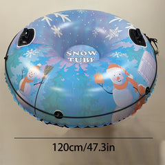 47in Snow Tube w/ Traction Rope Heavy Duty Inflatable Skiing Ring Wear-resistant