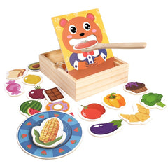 Adorable Bear Feeding Game Educational Wooden Toy for Youngsters