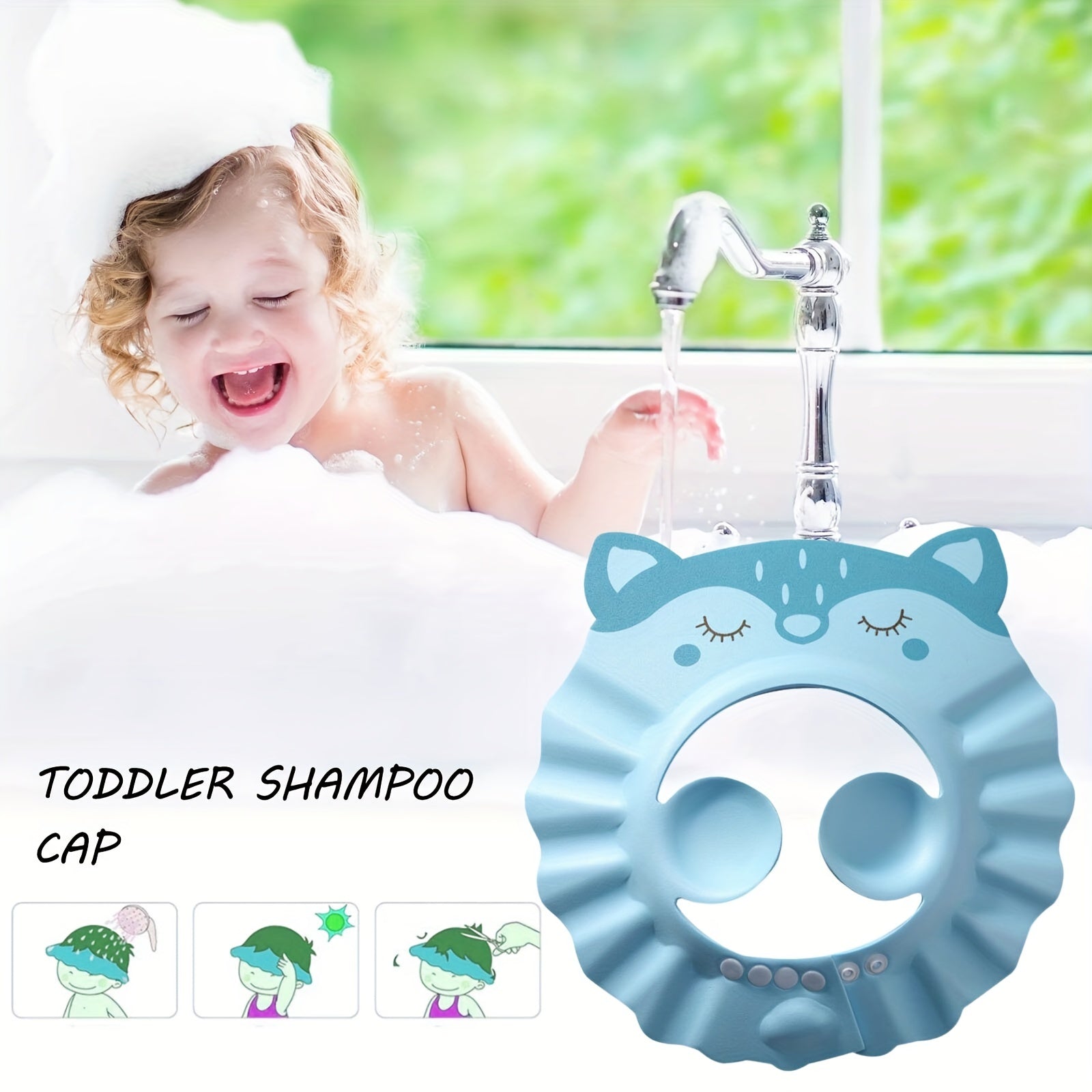 Adjustable Waterproof Shampoo Cap with Ear Protection
