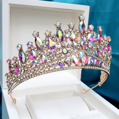 Boho Bridal Crown with Colorful Stones