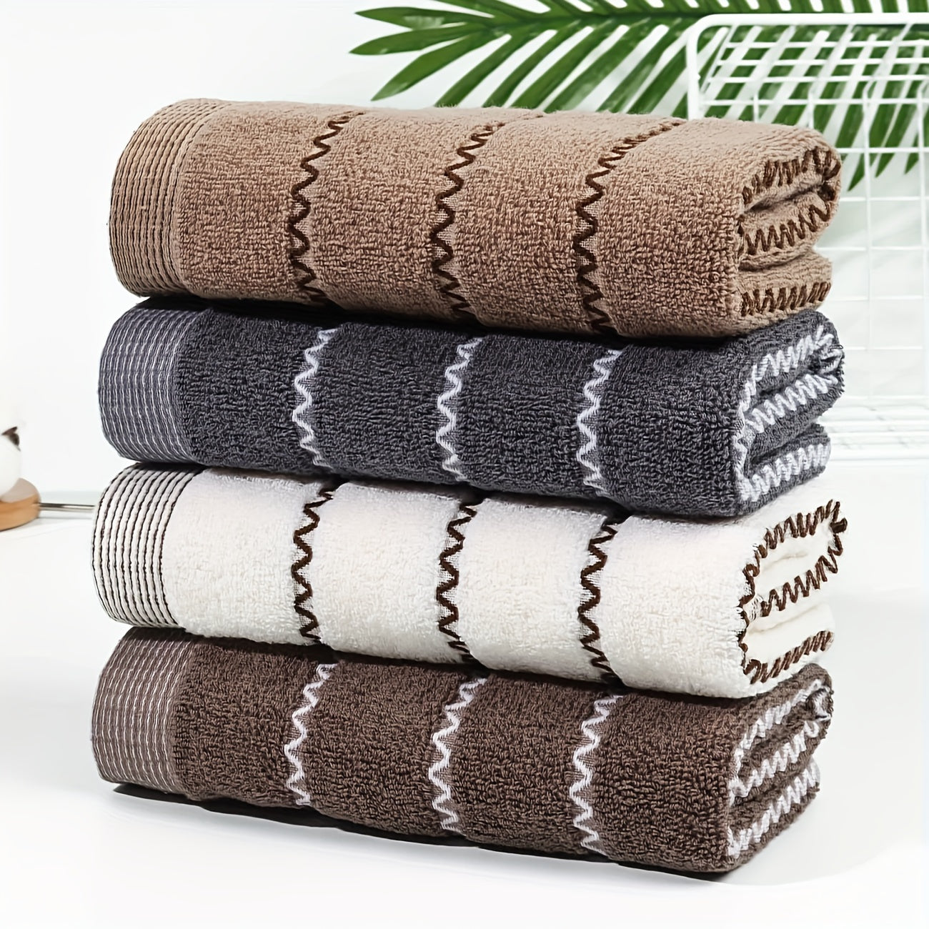 Wavy Striped Pattern Hand Towel Coral Fleece Soft Face Towel
