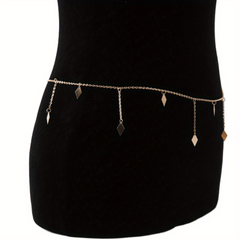 Rhombus Pendant Waist Chain Metal Belly Chain For Women