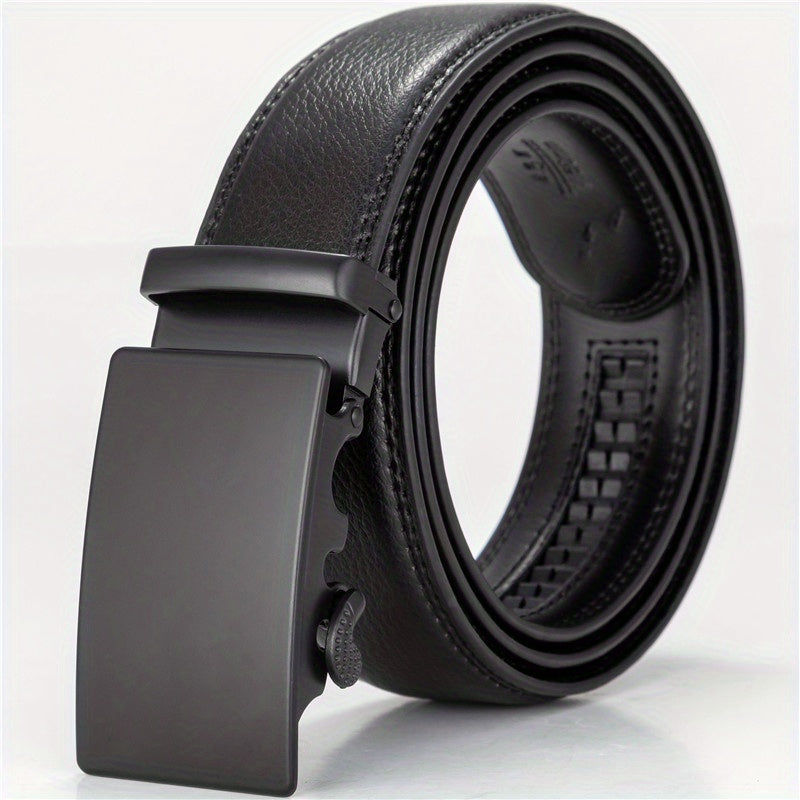 Men's Leather Belt Automatic Buckle Business Waist Strap