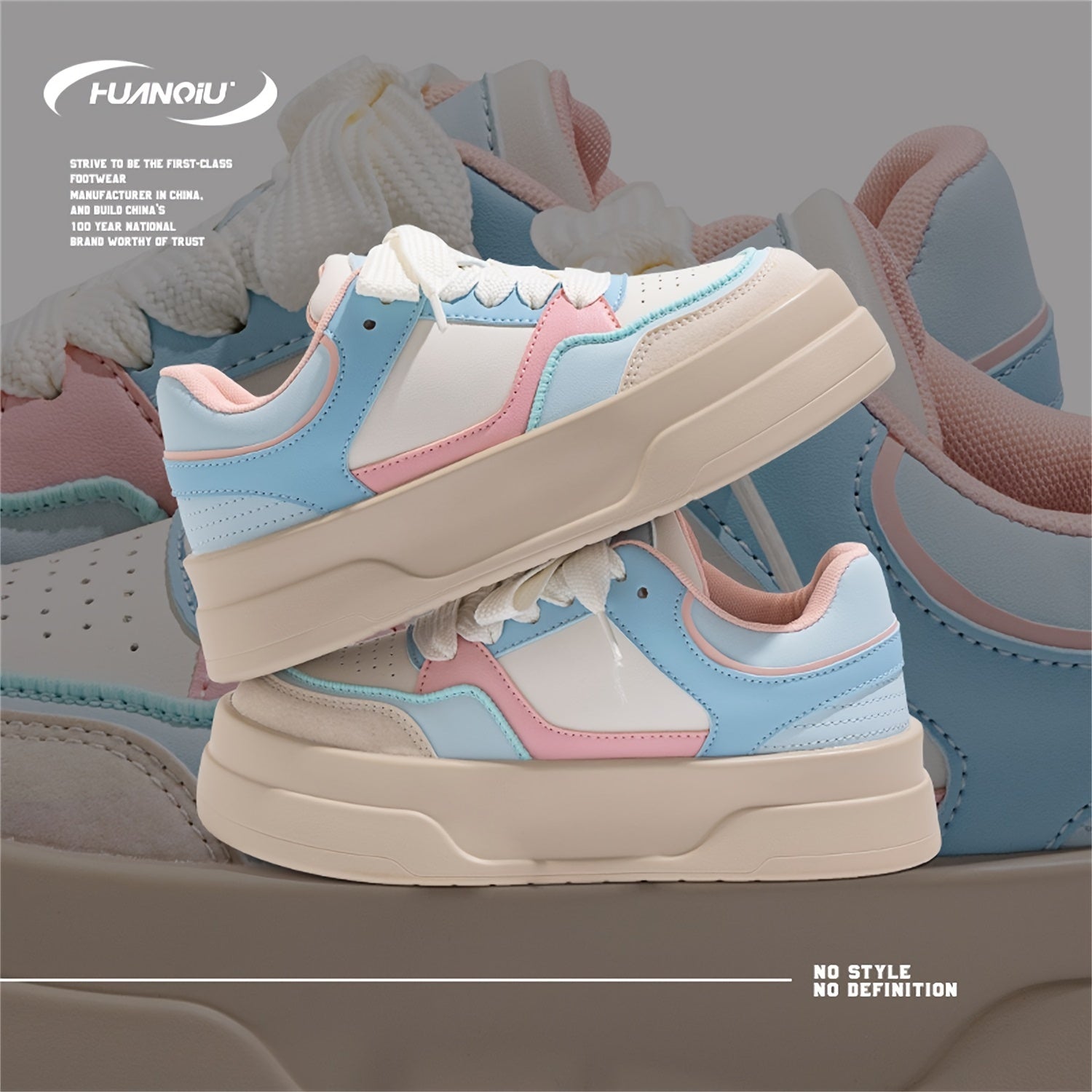 Women's Lace-up Round Toe Flatform Skate Shoes