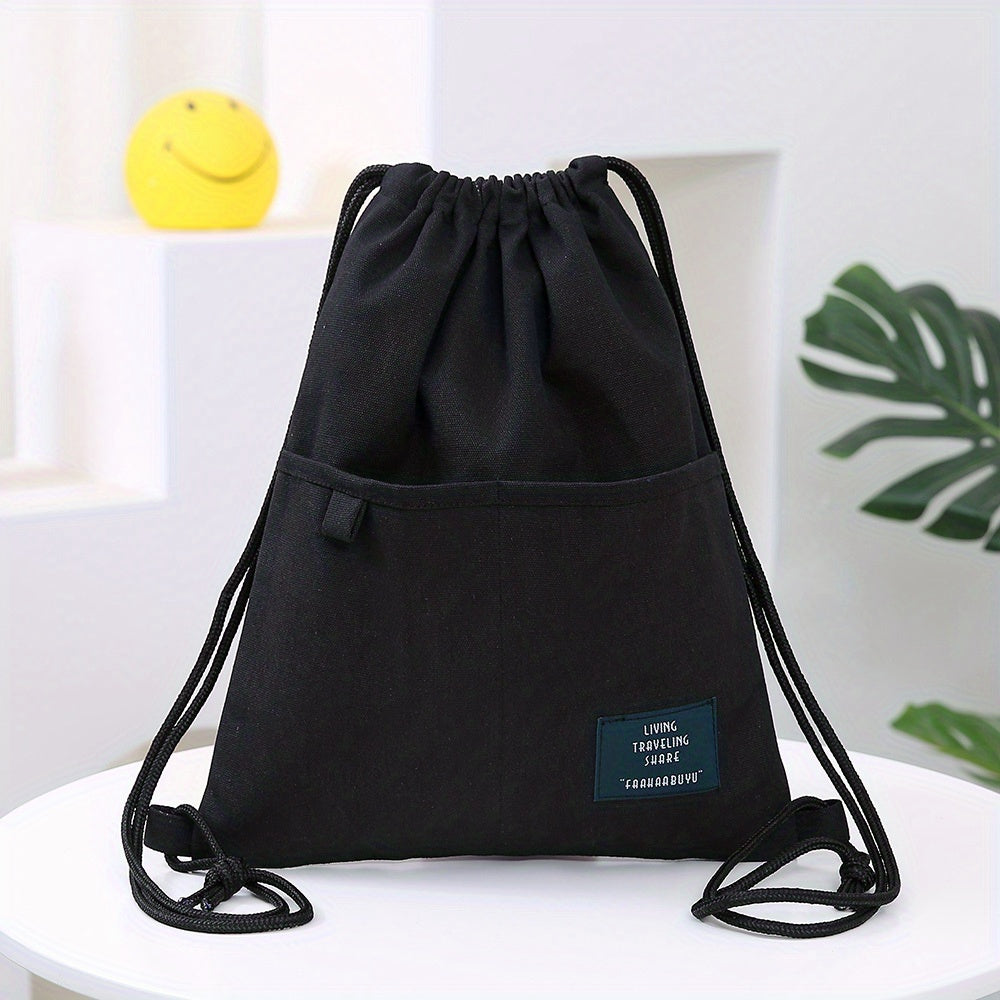 Canvas Drawstring Large Capacity Backpack Lightweight Shoulder Bag