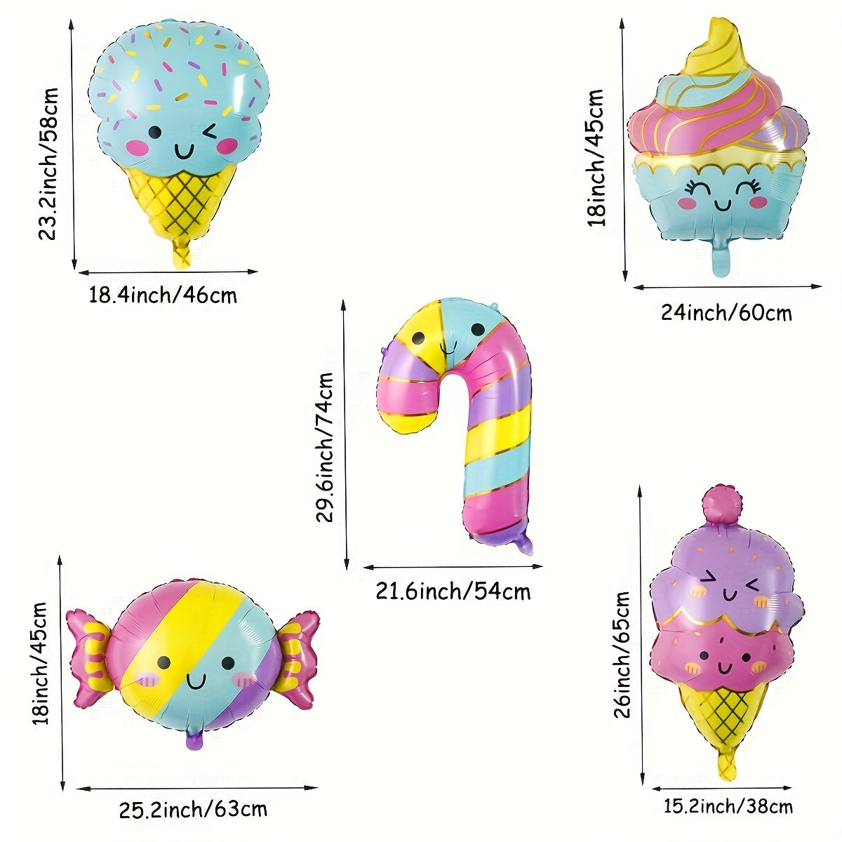 5pcs Dessert Ice Cream Balloons Donut Candy Theme Party Supplies