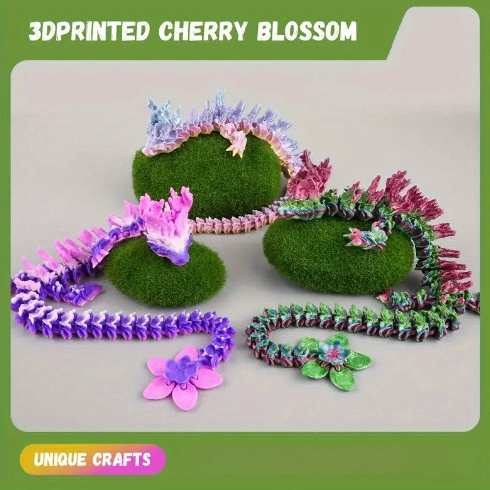 Articulated 3D Printed Dragon Statue Gradient Relief Style Dynamic Decor