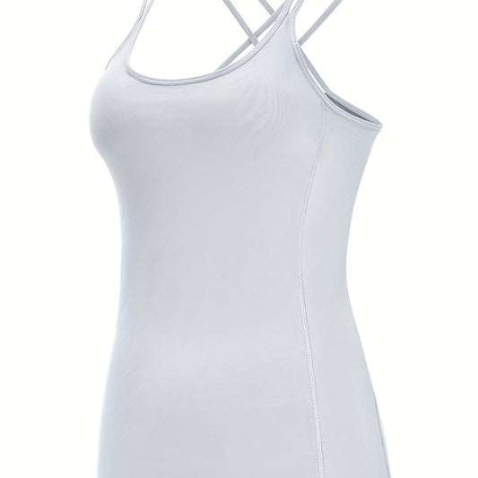 Round Neck Yoga Top Criss Cross Straps Activewear