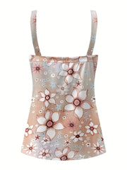 Floral Print V Neck Cami Top Sleeveless Women's Summer Casual