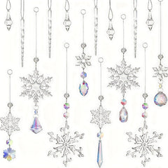 16pcs Christmas Snowflake Decorations Set Acrylic Icicle Ornaments