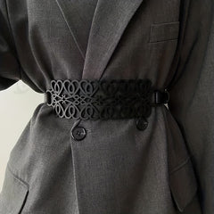 Vintage Hollow Out PU Belt Wide Waist Belt Girdle For Women