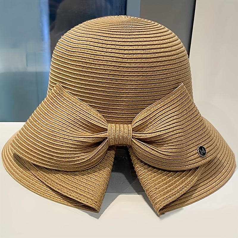 Pearl Big Brim Straw Hat Top Hat Sun Protection Hat