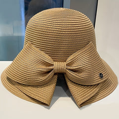 Pearl Big Brim Straw Hat Top Hat Sun Protection Hat