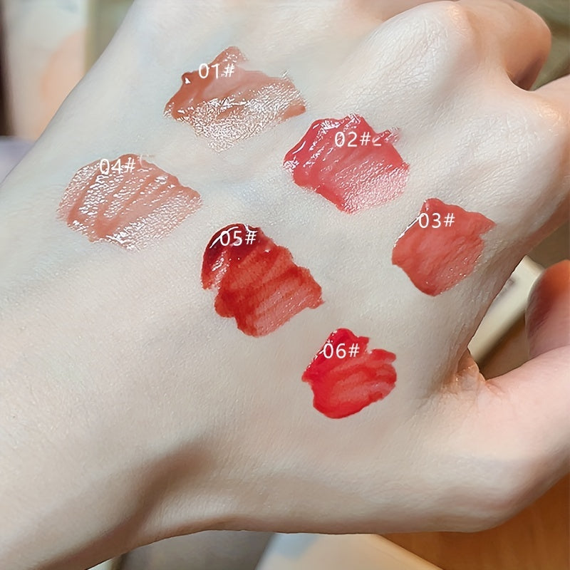 Hexagonal Lip Glaze Plumping Lip Gloss in Brown & Red Stains