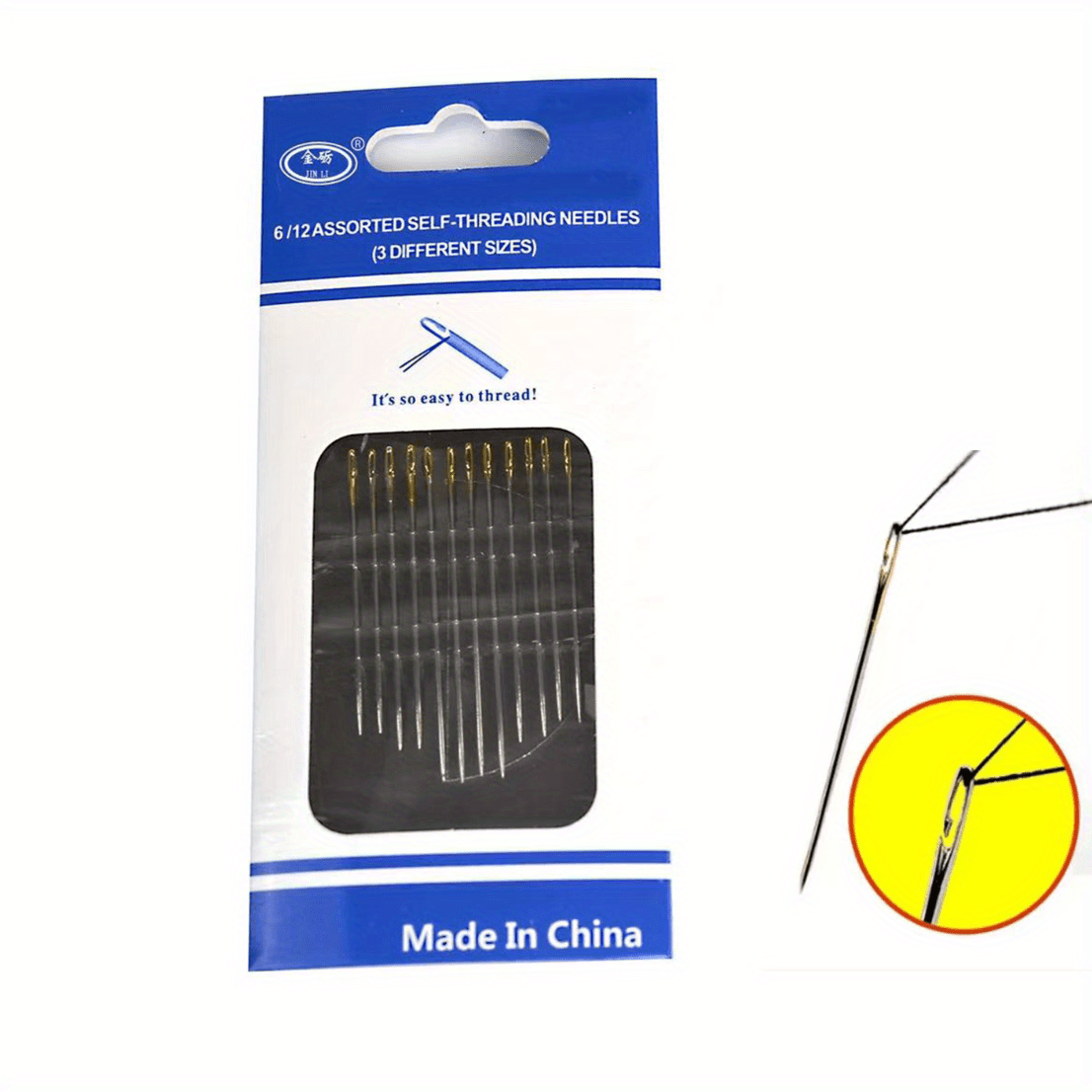 12pcs Side Opening Silvery Tail Blind No Needle Hand Sewing Kit