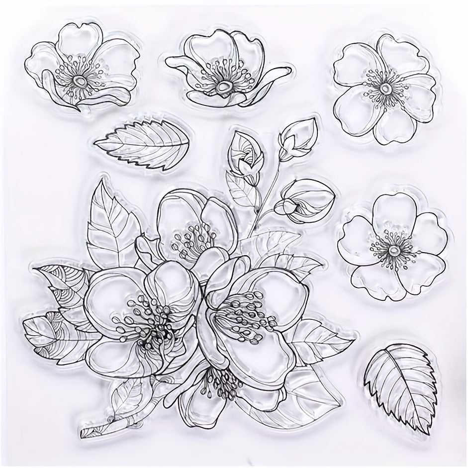 Flower Pattern Silicone Stamp DIY Scrapbook Card Decor