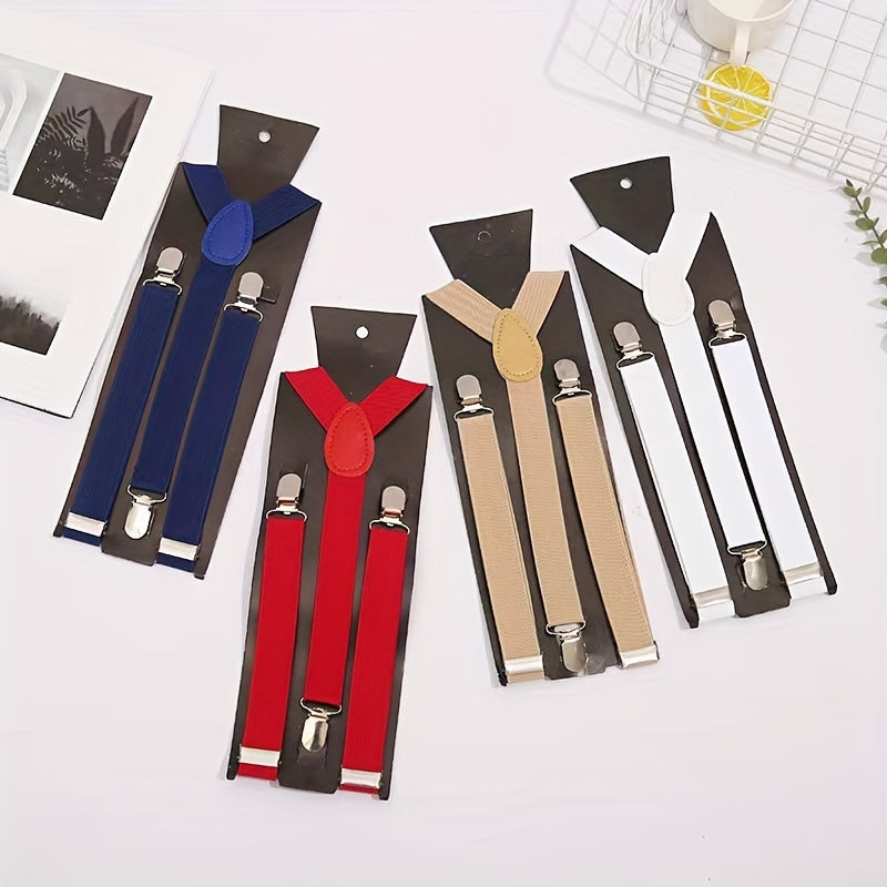 Solid Suspenders Men's And Women's Universal Three clip Suspenders