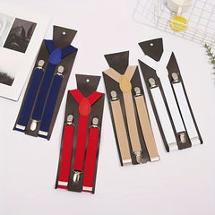 Solid Suspenders Men's And Women's Universal Three clip Suspenders
