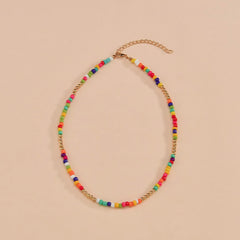 Colorful Rice Beads Boho Choker Necklace for Women