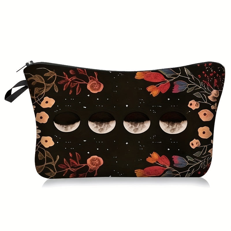 Vintage Moon Pattern Makeup Organizer Zipper Bag for Travel