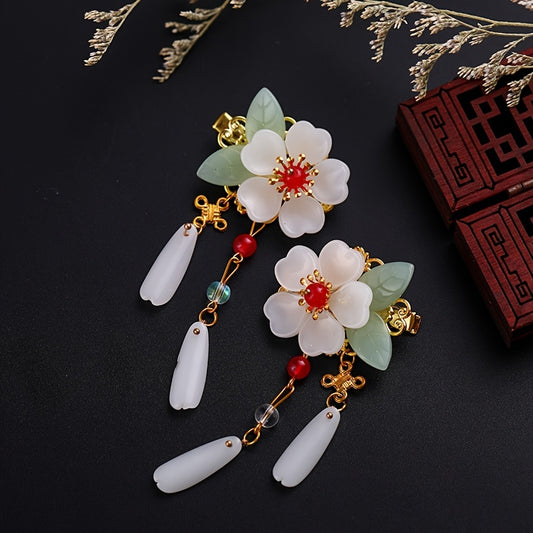 Ancient Hanfu Hair Clips Chinese Style Flower Tassel Hair