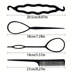 4pcs Hair Braiding Tools Set Women's Hair Styling Accessories