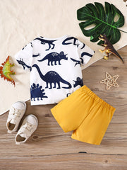 Newborn Baby Boy Cartoon T-shirt & Shorts Set