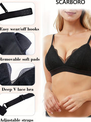 SCARBORO Floral Lace Bralette Wire-Free Bra