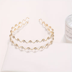 Wavy Rhinestone Head Hoop Hair Accessories for Women Girls