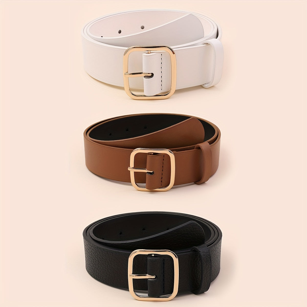 3pcs Square Pin Buckle Belt for Women