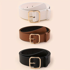 3pcs Square Pin Buckle Belt for Women