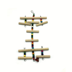 Colorful Wooden Parrot Swing Ladder Toy with Bells & Beads