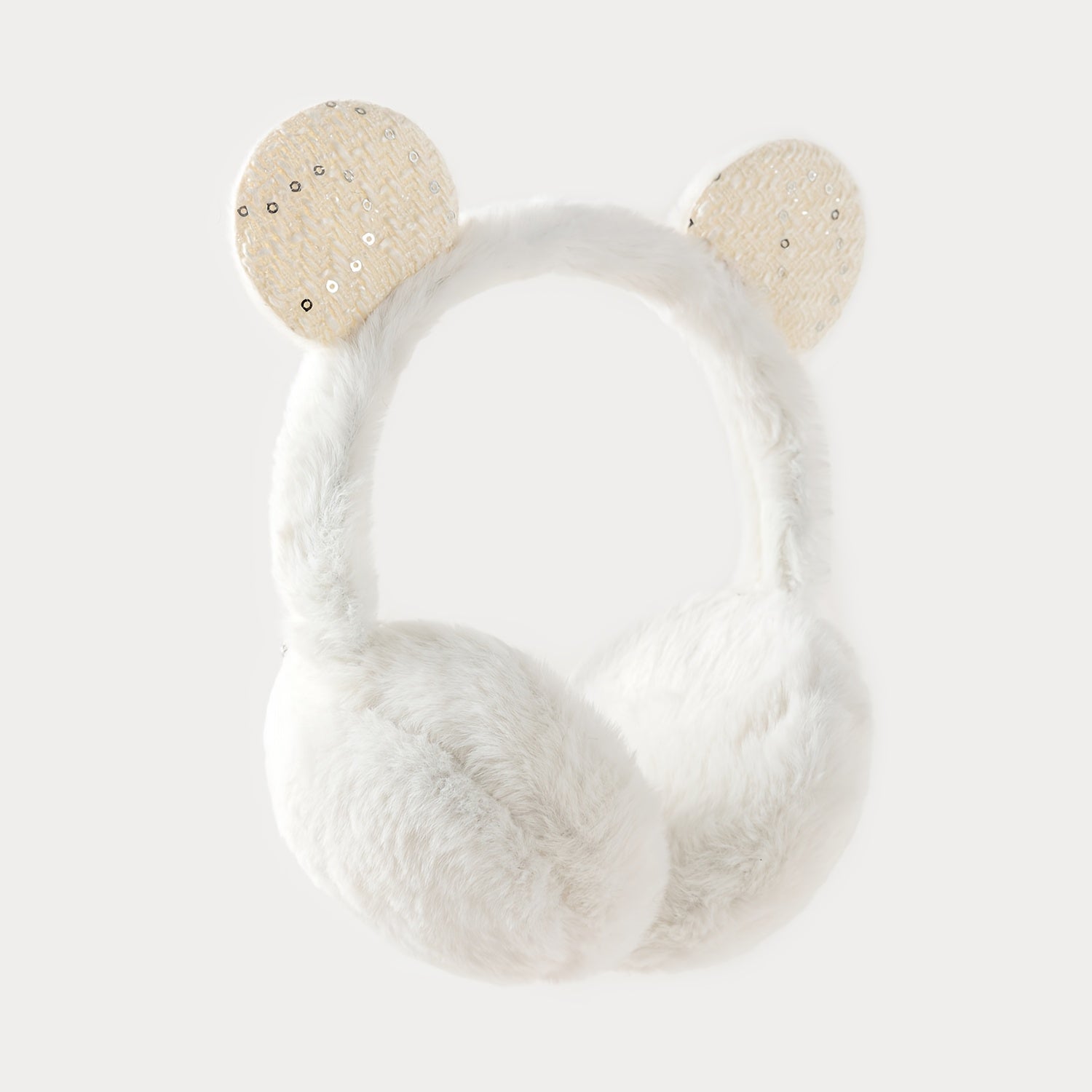 Women's Glittery Ear Flaps Plush Winter Ear Warmers in Pastel Colors