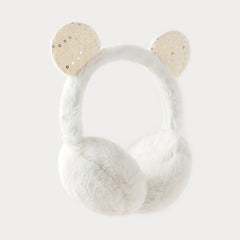 Women's Glittery Ear Flaps Plush Winter Ear Warmers in Pastel Colors