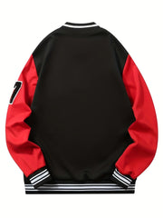 Chenille Embroidery Varsity Jacket Men's Casual Baseball Windbreaker Coat