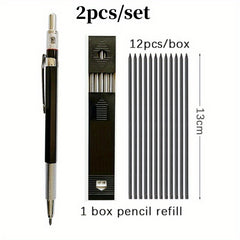 2pcs 2 0mm Mechanical Pencil Set for Office Writing School Art Sketching