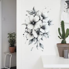 Floral Wall Decal Large Flower Pattern Removable Self Adhesive Sticker