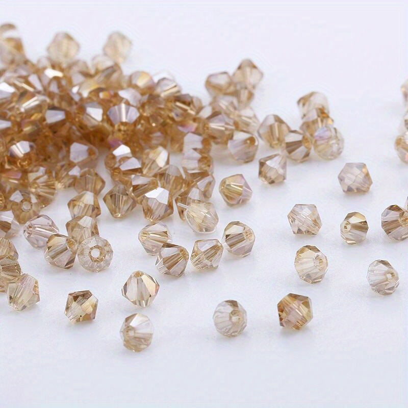 4mm Double Cone Crystal Rhombus Glass Beads DIY Beaded Bracelet Necklace