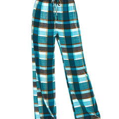  Plaid Print Straight Leg Comfy Pants