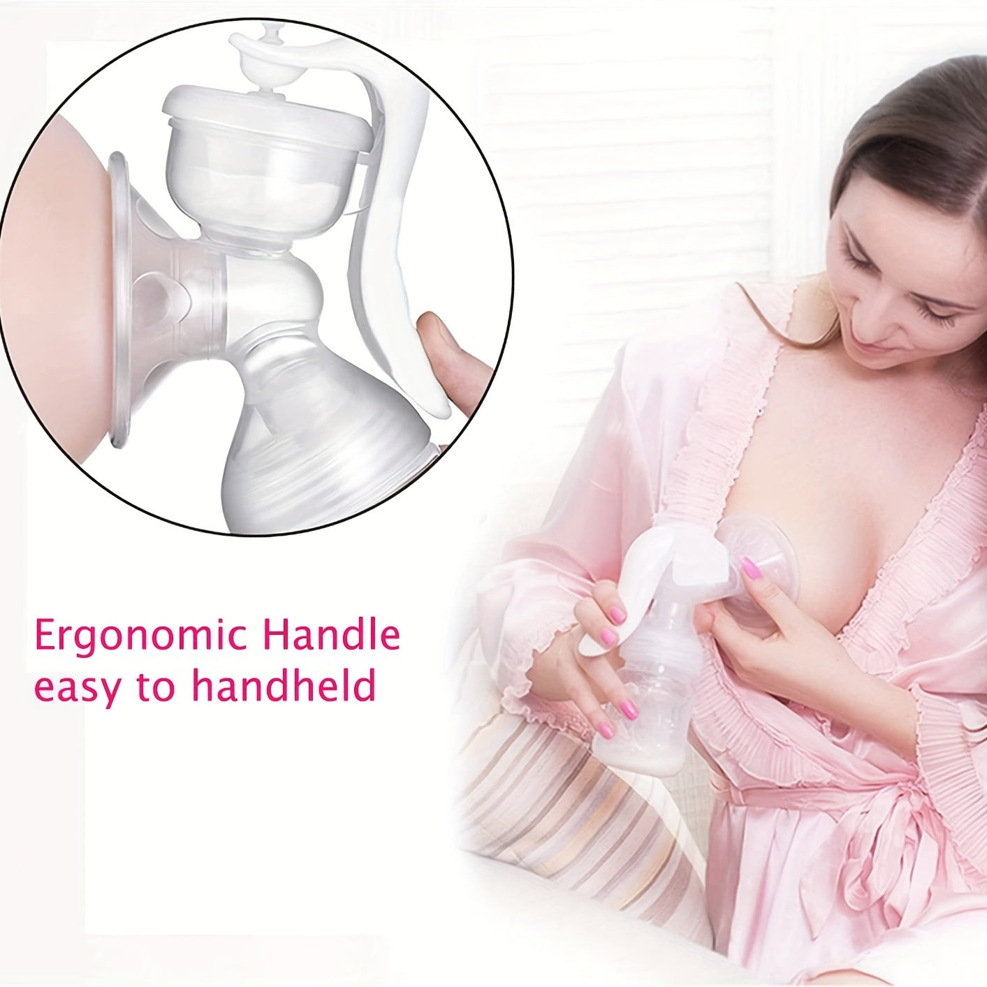 Manual Breast Pump Adjustable Suction Silicone Hand Pump Breastfeeding