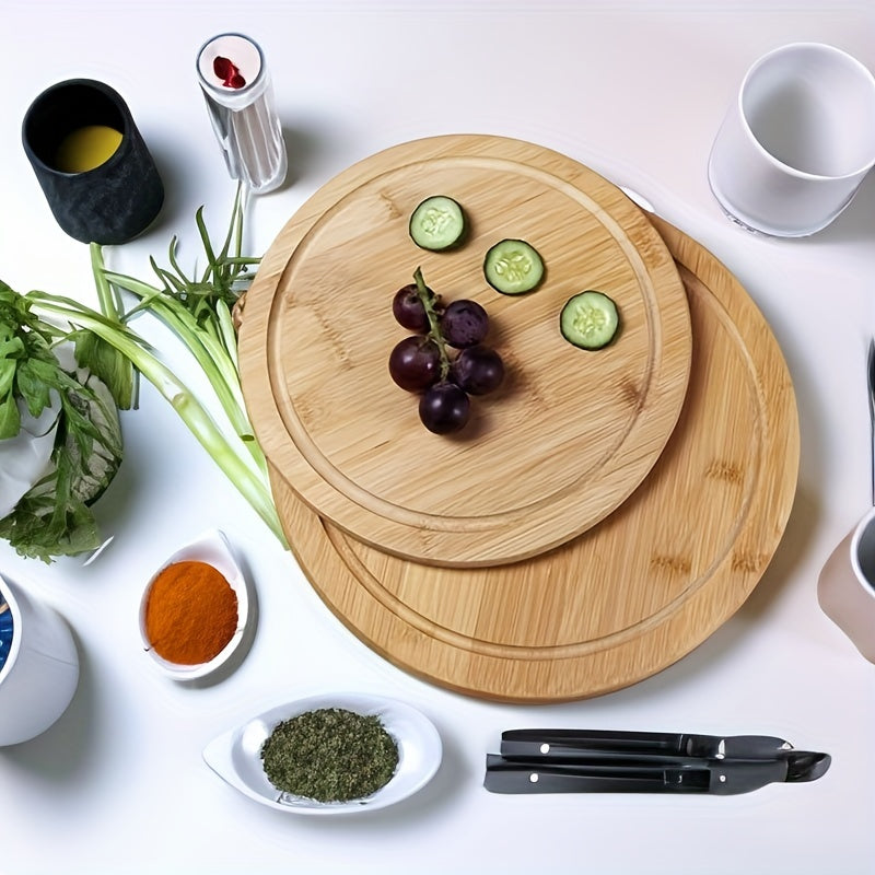 Natural Bamboo Round Cutting Board for Kitchen Chopping