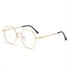 Metal Oval Clear Lens Anti Eyestrain Glasses