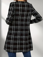 Windowpane Long Length Jacket Casual Open Front