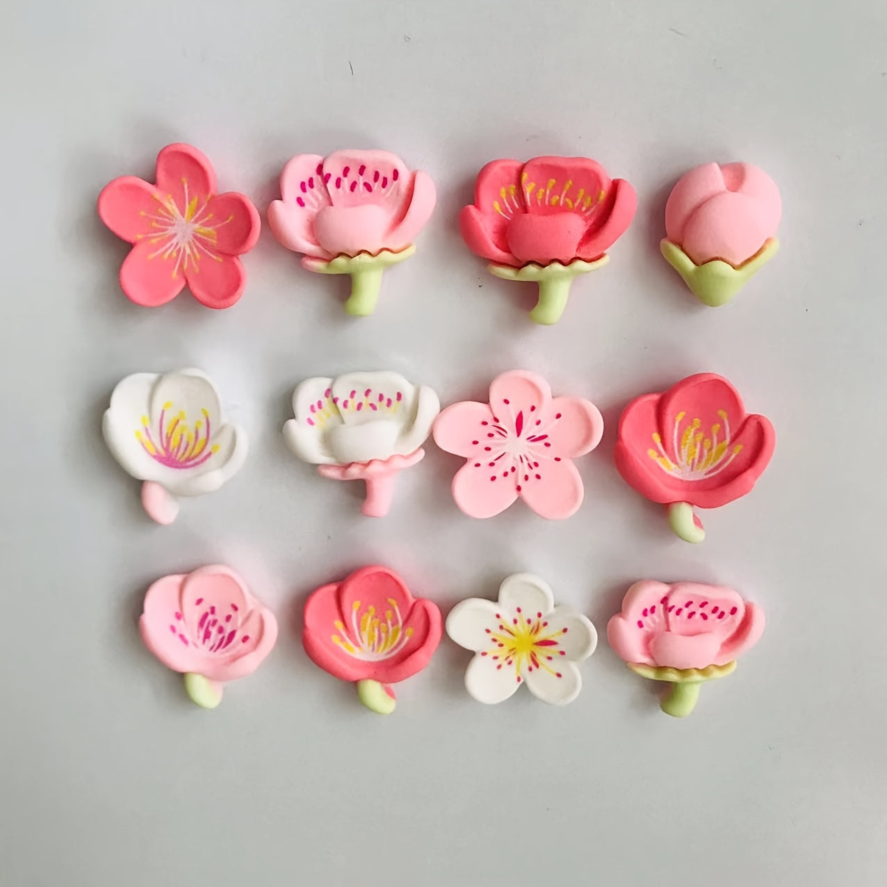 12pcs Flower Fridge Magnets Decorative Personalized Kitchen Office White