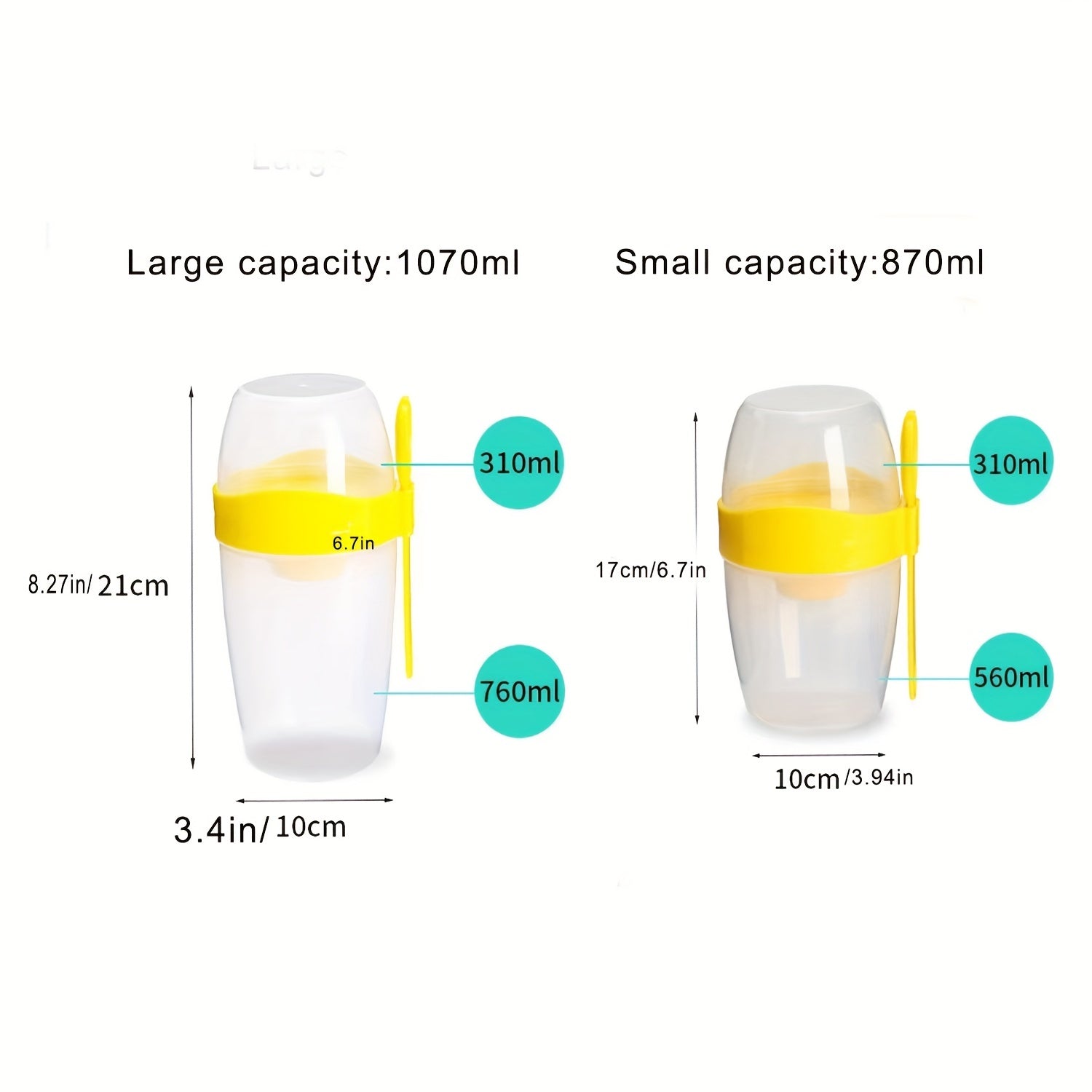 Leakproof BPA Portable Breakfast Cup with Fork for Yogurt Oatmeal Salad Lunch