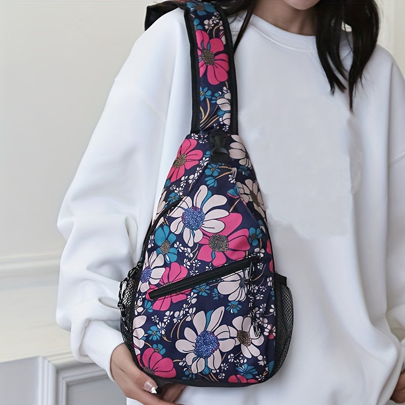 Floral Crossbody Sling Backpack Women Nylon Chest Bag