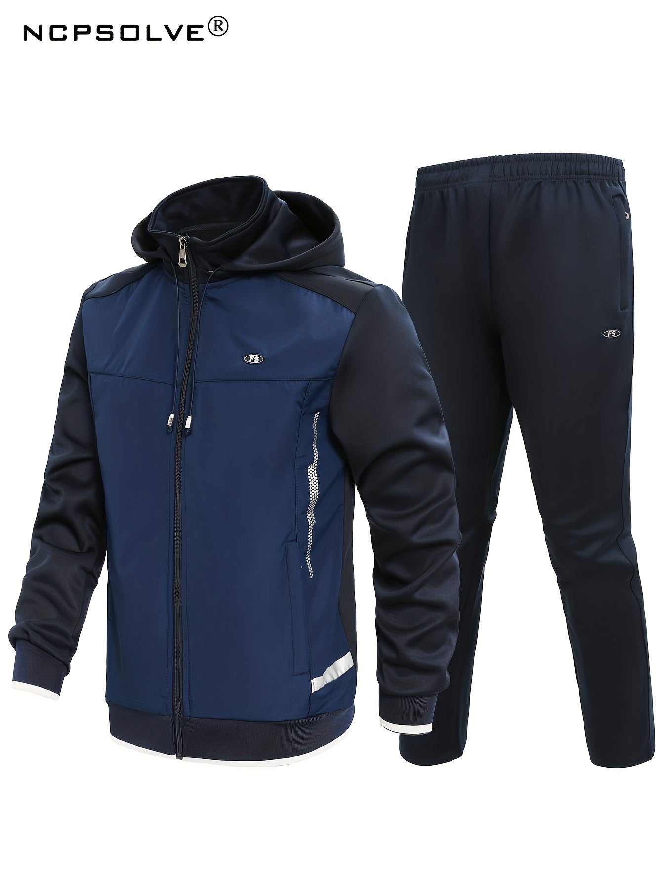 Men's Hooded Jacket & Stretchy Pants Set for Outdoor Activities