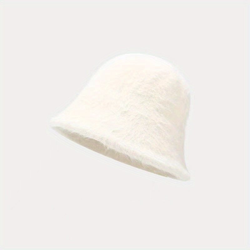 Plain Plush Bucket Hat For Girl Vacation Holiday