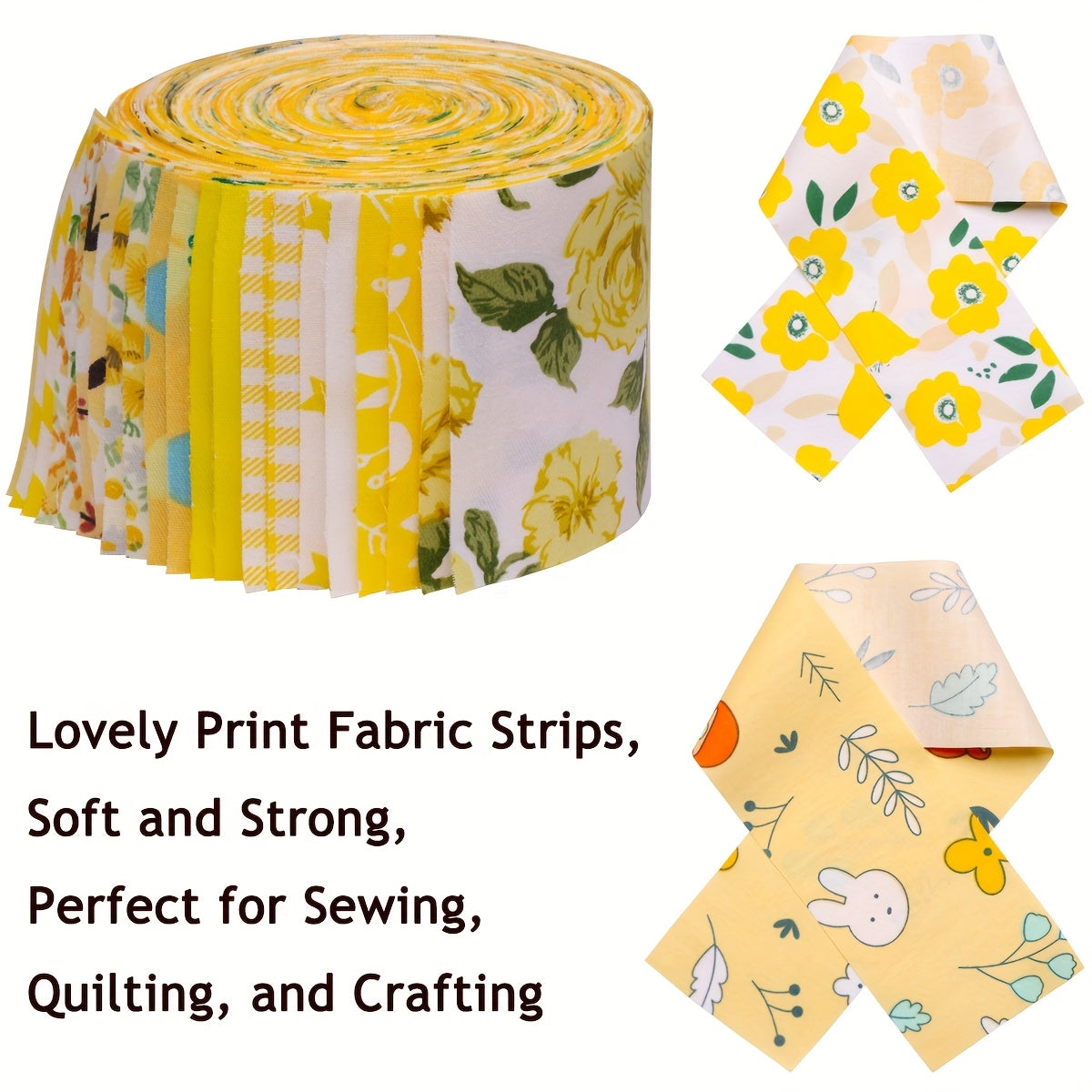 40pcs Yellow Series Quilting Fabric Strips 6x42cm for Patchwork DIY Crafts
