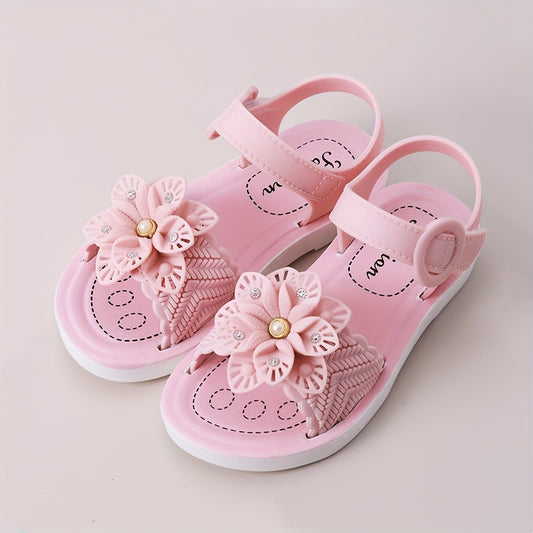 Flower Solid Open Toe Sandals for Baby Girls Breathable Non-Slip Sandals